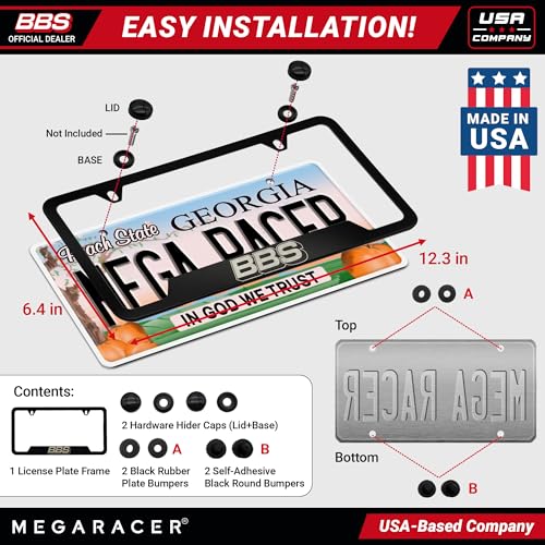 Authentic BBS Matte Black License Plate Frame (BBS Black / 1 Piece)