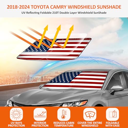 American Flag Windshield Sunshade for 2018 (2018-2024 Toyota Camry American Flag)