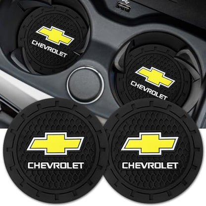 Car Cup Holder Coaster for Chevrolet Series Recessed Silicone Cupholder Coaster Interior Accessories 2.75in 2Pieces Black (Black-10)