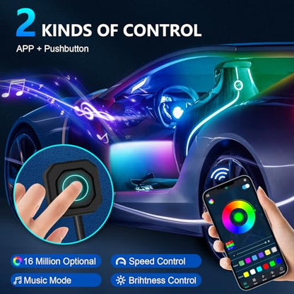 RGB Acrylic Ambient Lighting Car Lights (RGB color 6 lights)
