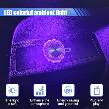 4PCS USB LED Car Interior Lights (Pink)