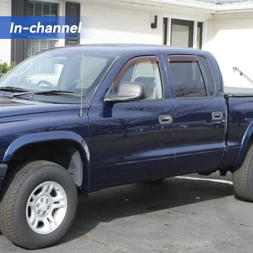 in Channel Window Visors Rain Guards for 2000 (2000-2004 Dodge Dakota Crew/Quad Cab)