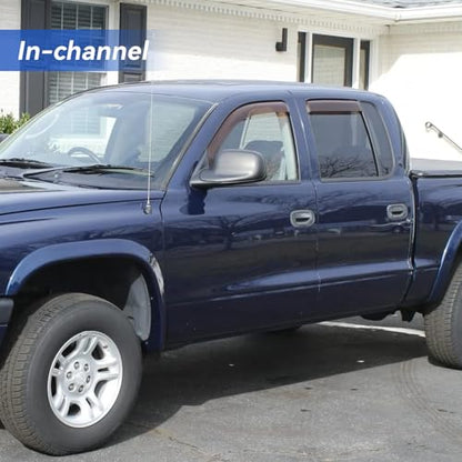 in Channel Window Visors Rain Guards for 2000 (2000-2004 Dodge Dakota Crew/Quad Cab)