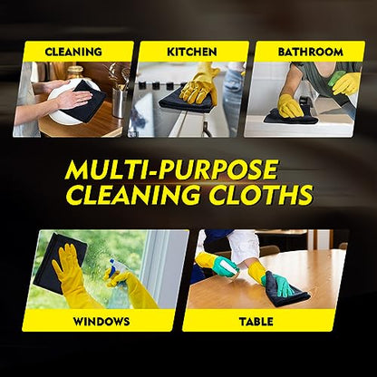 Microfiber Cleaning Cloths 12 Pack (Black / 16 x 16 Inch)