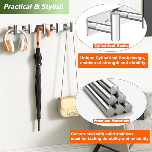 Wall Mounted Coat Rack ("T" Shape 5 Hooks - 1 Pack / Glossy)