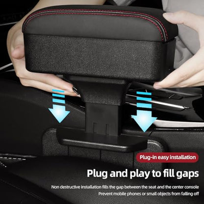 Car Armrest Box with Cup Holder Car Central Liftable Armres Storage Organizer Box Arm Rest (Black)