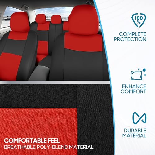 PolyPro Car Seat Covers Full Set in Red on Black (Red)