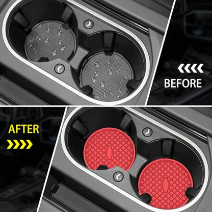 Car Cup Holder Coasters [4 Pack] Silicone Auto Mug Mats (4 Pack-red)