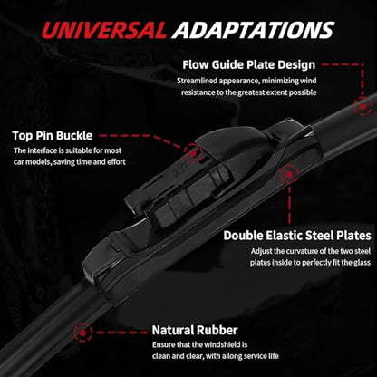 Premium Windshield Wiper Blades (26"+17"+12"(Top Lock))