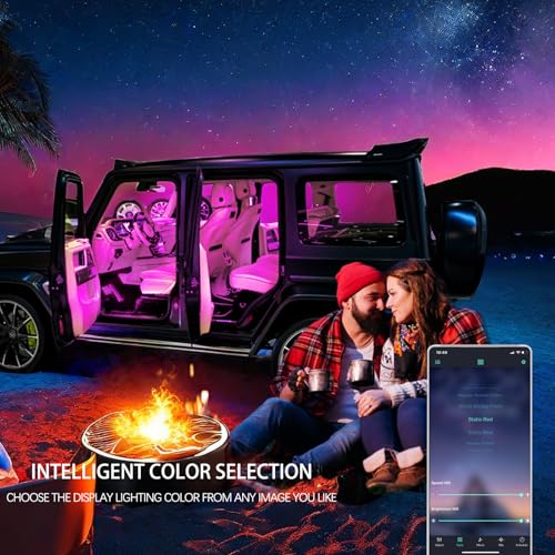 Smart USB Interior Car LED Strip Light with App Control (RGB Multicolor / 72LED,4strips)