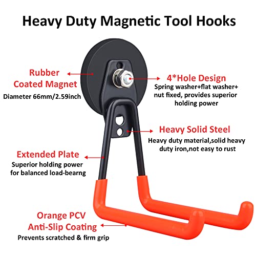 Magnetic Power Tool Organizer (2.59INCH 2PACK Orange Large Gaint Hooks)