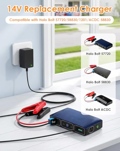 14V Charger for Halo Bolt Car Jump Starter Compatible with Halo Bolt 57720