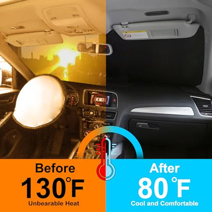 Sun Shade for Kia K4 2025 2026 Accessories Windshield Sun Shade Window Shade UV Rays Protection Sun Visor Cover with Steering Wheel Sunshade Storage Bag (Windshield Sunshade for Kia K4 2025 2026)