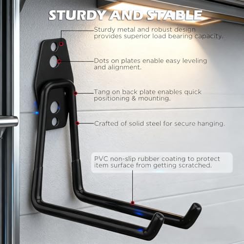 20 Pack Heavy Duty Garage Storage Hooks with Extension Cord Organizer (20-Pack Hooks + 6 Straps)