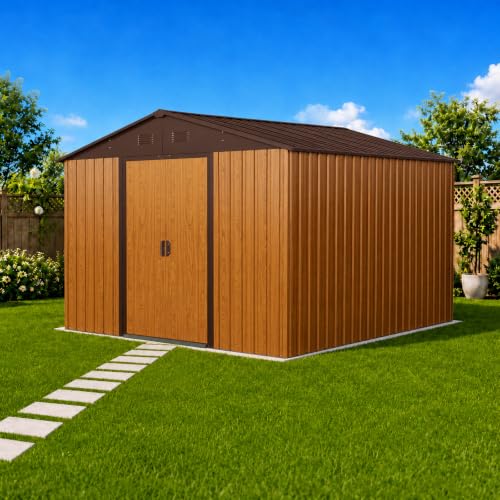 8x10 FT Outdoor Storage Shed (8x10 FT/No Window / Coffee)