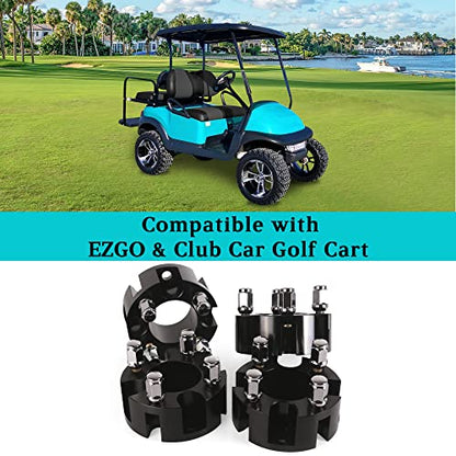 2 Inch Golf Cart Wheel Spacers Kit with Lug Nuts for Yamaha (4-Pack Black)