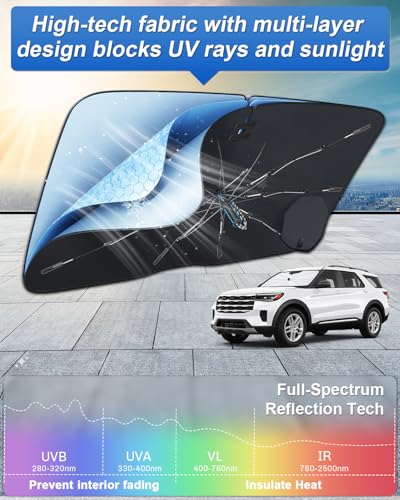 for 2026 2027 Ford Explorer Car Windshield Sun Shade Umbrella (2020-2027 Explorer)