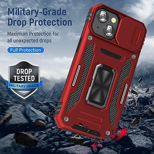 Red Phone Case for iPhone 15 Plus Case with Slide Camera Cover (★ iPhone 15 Plus 【6.7 inches】 / Red)