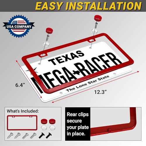 Premium Slim Gloss Red License Plate Frame (Red / 1 Piece)