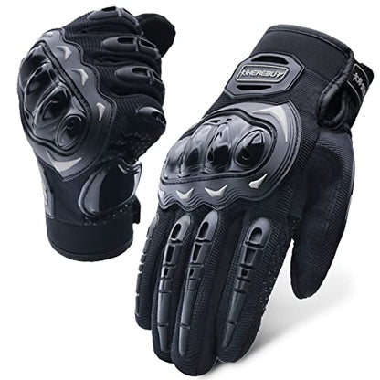 Motorcycle Gloves Touch Screen Full Finger Riding Gloves Knuckle Protection for Men and Women for Dirt Riding (Black / XX-Large)