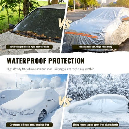 6 Layers Full Car Cover for Sedan (Orange reflective strip / Sedan-XL ( Fit for Sedan 197"- 208" ))