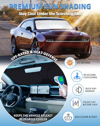 Windshield Sun Shade for Dodge Charger 2011 (Fit Charger 2011-2024)