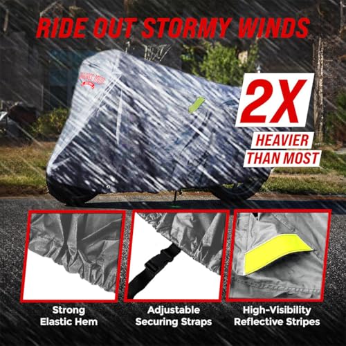 Waterproof Outdoor Motorcycle Cover for Adventure Bikes (Light Gray / [ADV] 99"L x 41"W x 63"H)