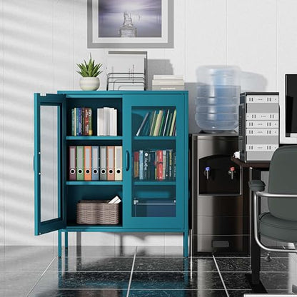 Metal Storage Cabinet with Mesh Doors (Blue / 40''H)