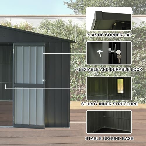 Domi Outdoor Storage Shed 11' x 12.5' (11' x 12.5' Gable Roof / Dark Gray)