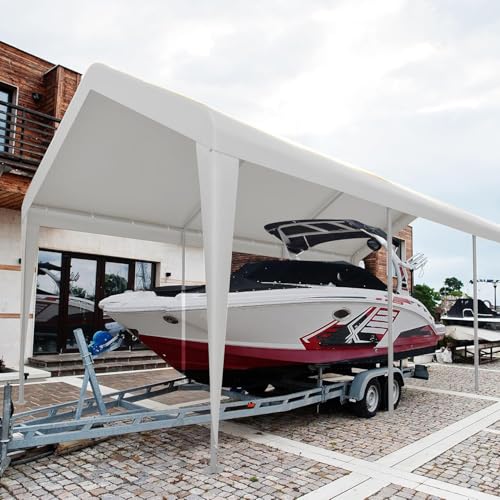Carport 10x20 Heavy Duty Metal Carport Canopy (Gray / 10'×20')