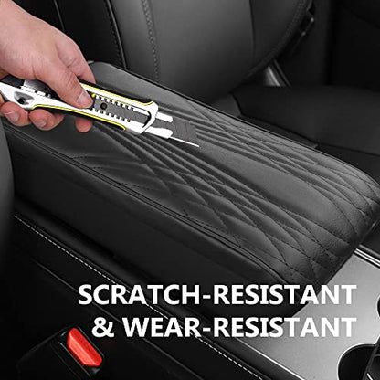 2025 Upgrade Universal Style Memory Cotton Car Armrest Box Pad (Wave Pattern / Gray)
