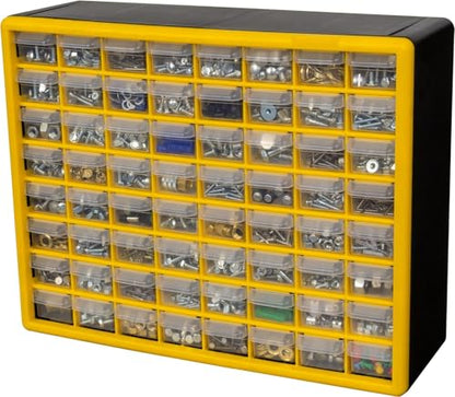 64 Drawer Plastic Storage Cabinet (Yellow / 64 Drawer / 1 Pack)