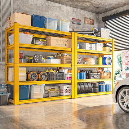 72''H Garage Shelving 3010 LBS Storage Shelves Adjustable Metal Shelving 5 Tier Metal Shelves for Storage Industrial Shelf for Kitchen Pantry Warehouse Basement 72" HX35.5 WX16 D (Yellow)