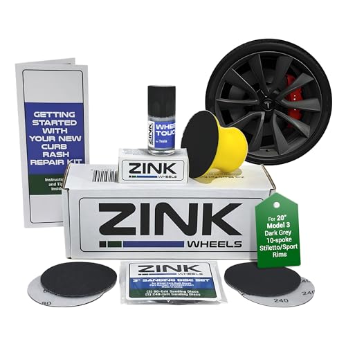 Premium Tesla Wheel Curb Rash Repair Kit for Model 3 20 (Tesla Model 3 / 20" Grey Stiletto Sport)