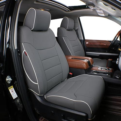 Custom Fit Tacoma Car Seat Covers for Toyota Tacoma 2016 2017 2018 2019 2020 2021 2022 2023 Access Cab (Leather (Gray) / 2016-2023 Full Set Access Cab,2DR)