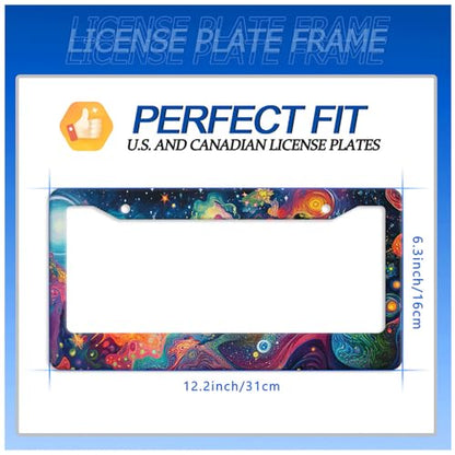 Abstract Galaxy License Plate Frame Stainless Steel Accessory12.3x6.3 in (Coloredl Abstract Galaxy)