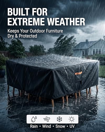 Outdoor Patio Furniture Cover Square (Square Cover-Black / 94 x 94 x 28 inches)