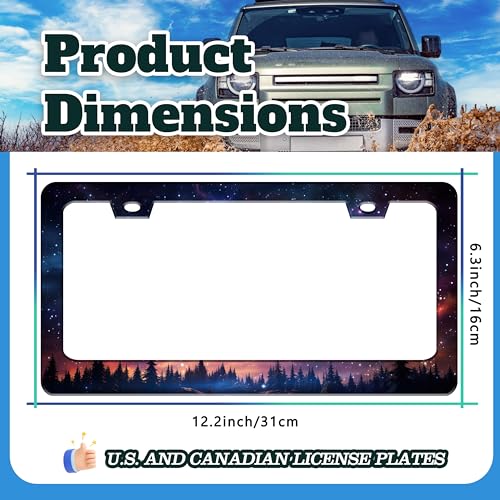 Starry Sky Night Forest License Plate Frame Stainless Steel 6.3 X 12.2 Inch (Starry Sky Galaxy)
