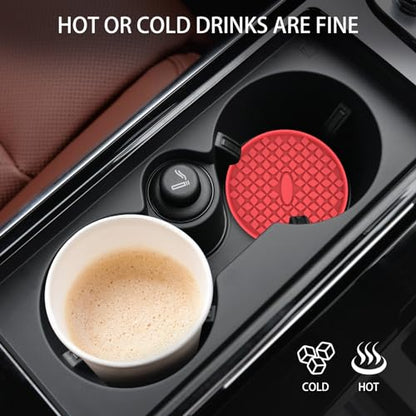 Car Cup Holder Coasters [4 Pack] Silicone Auto Mug Mats (4 Pack-red)