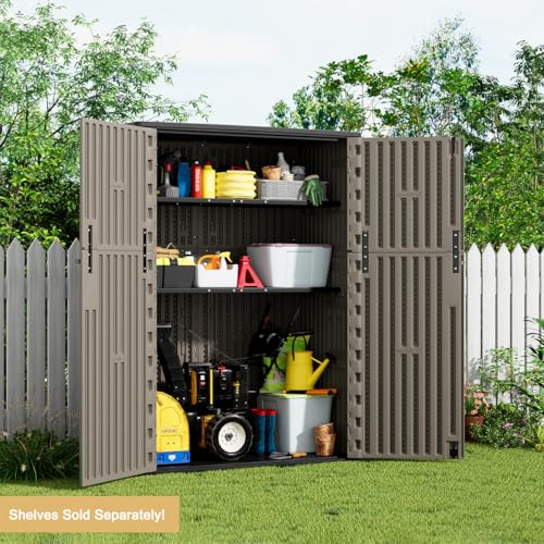 Outdoor Vertical Storage Shed (Brown / 57 Cu.ft)