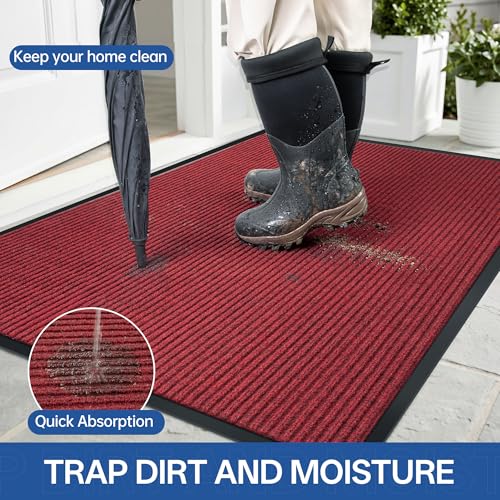 Front Door Mat (2' x 6' (Rectangular) / Red-stripe)