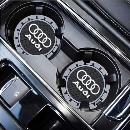 Car Cup Holder Coaster for Audi Recessed Silicone Cupholder Coaster Interior Accessories 2.75IN 2Pack (Gray-04)