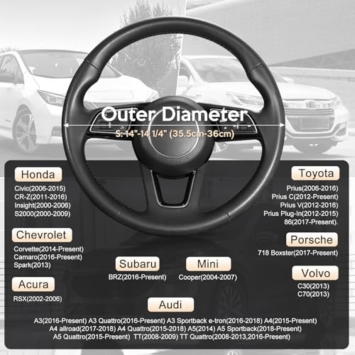 Steering Wheel Cover 14" (Small size[14''-14 1/4''] / 1. Black with Carbon Fiber Pattern)