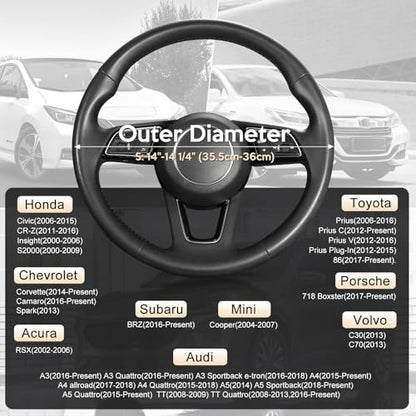 Steering Wheel Cover 14" (Small size[14''-14 1/4''] / 1. Black with Carbon Fiber Pattern)