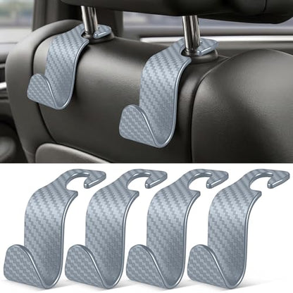 Universal 4 Pack Car Seat Headrest Purse Hook (4pc / Grey Checkered)