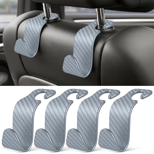 Universal 4 Pack Car Seat Headrest Purse Hook (4pc / Grey Checkered)