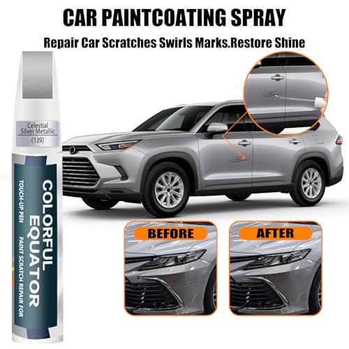 1J9 Celestial Silver Metallic Car Touch Up Paint for Toyota OEM Color Match (Celestial Silver Metallic(1J9) compatible with Avalon-models/Camry-models/Highlander-models/Sequoia/Sienna-models/Tacoma/Tundra/Venza)