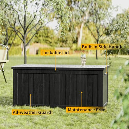 270 Gallon Outdoor Storage Box Patio Deck Box Waterproof (270 gallon / Black)