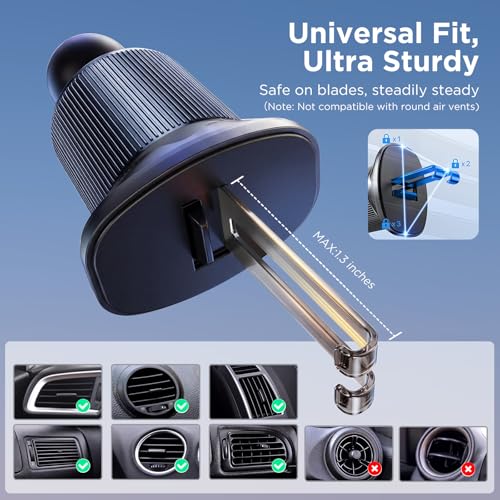Car Phone Holder for Magsafe [Strong Magnets] Magnetic Phone Holders for Your Car (Dark Black)