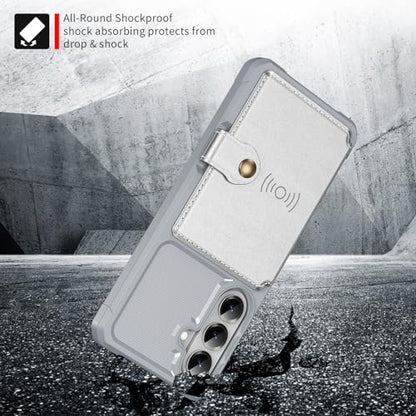 For Samsung Galaxy S26 Plus Card Holder Case (Silver / Galaxy S26 Plus)
